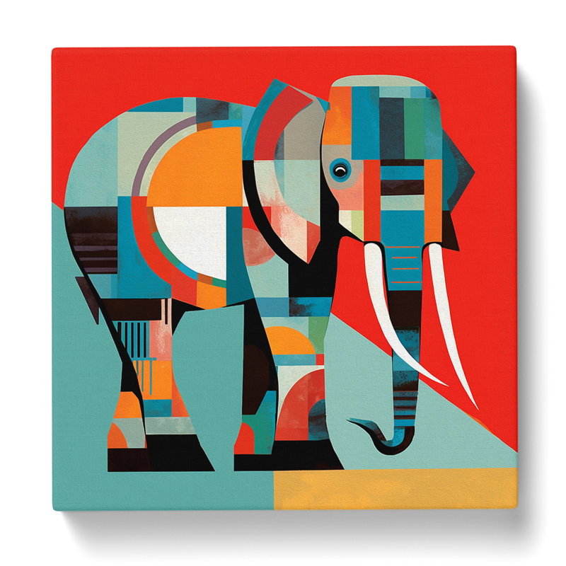 Elephant Constructivism No.2 - Wrapped Canvas, 35cm H x 35cm W x 3cm D