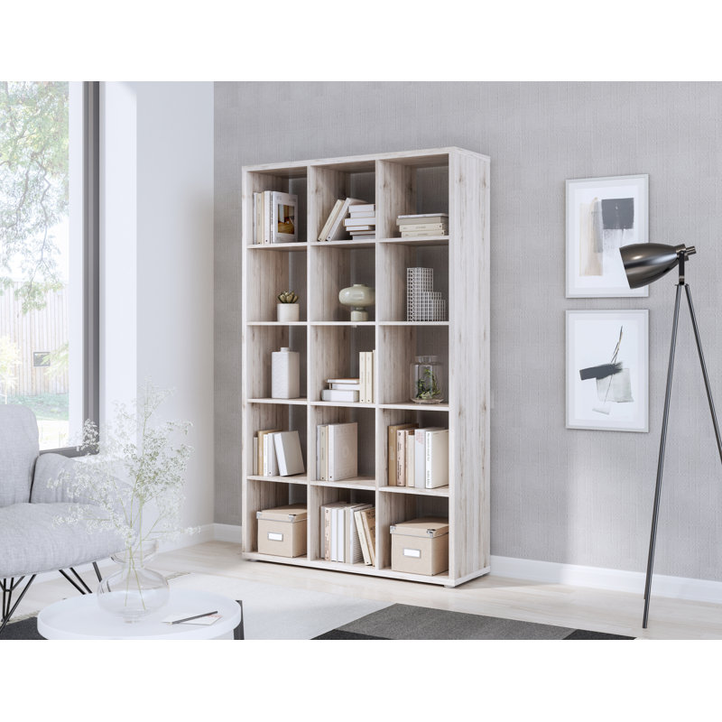 Paterson 176.3cm H x 107.2cm W Cube Bookcase, Brown