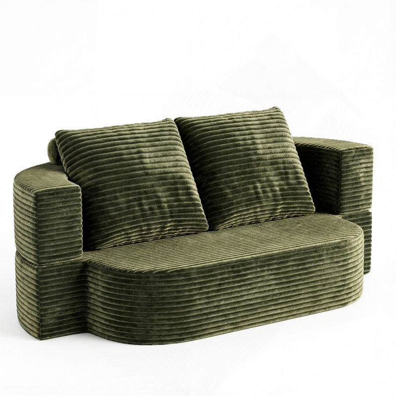 78.7" Full Size Floor Sofa, Folding Queen Sleeper Couch, Futon Loveseat Sofa, Plush Corduroy Foam-Filled Sleeper Couch Bed, Fold Mattress Bed For Living Room, Guest Use, Office, Apartment