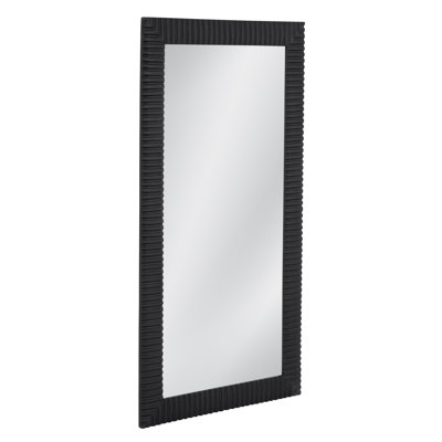 Lithea Floor Mirror – Matte Black Rectangular Frame with Carved Detail