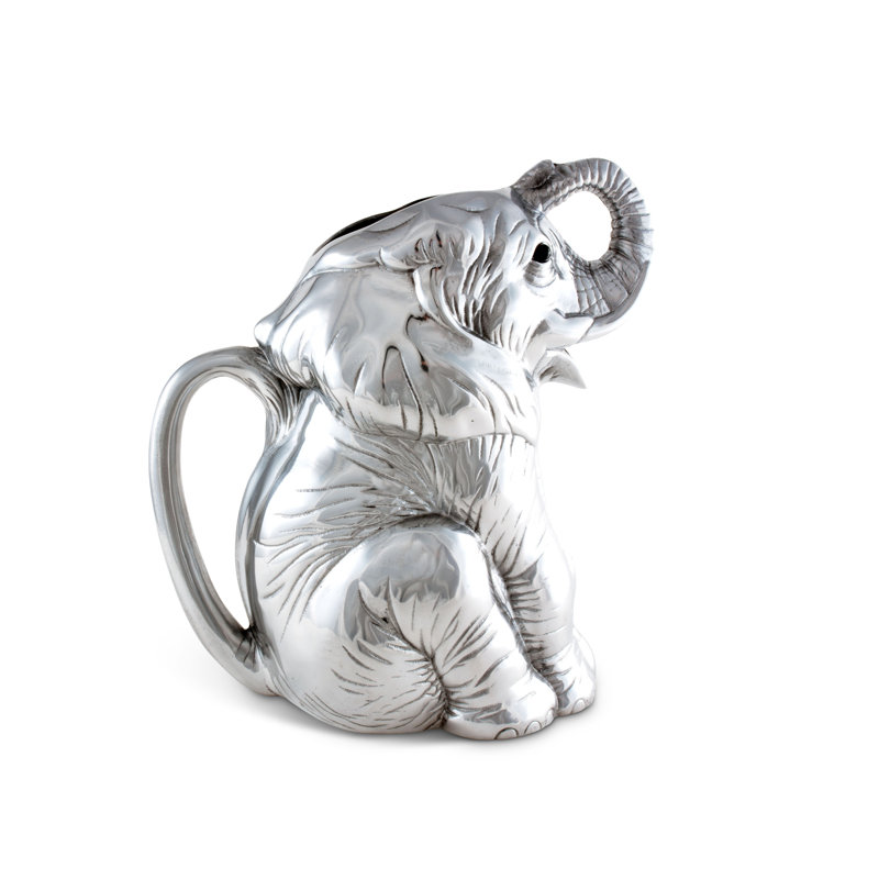Arthur Court Silver Aluminum Elephant Pitcher 64 oz