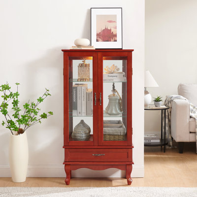 Vitrine, verre, un tiroir, vin avec tablettes réglables, deux portes et