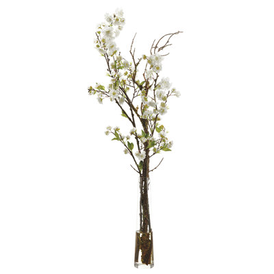 40"hx15"wx19"l Cherry Blossoms In Glass Vase White