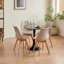 Extendable Round Faux Marble Top Metal Base Dining Table