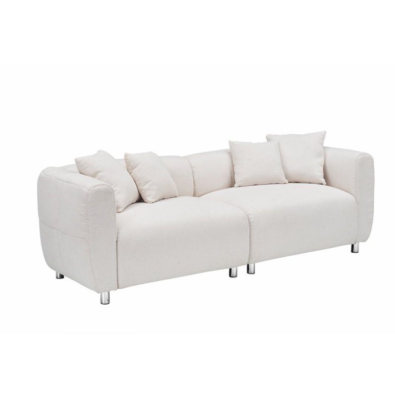 Olimpiu Upholstered 89.98'' Sofa, Beige Polyester Blend