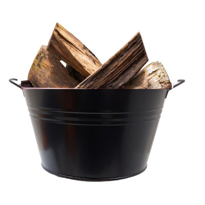 Bac de rangement pour bois de chauffage avec poignées, 34 cm de diamètre x 20 cm de hauteur