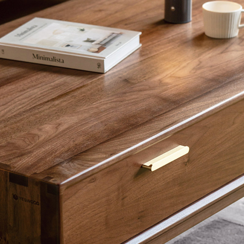 Modern solid wood storage coffee table, 16.9" H x 47.2" L x 25.6" W