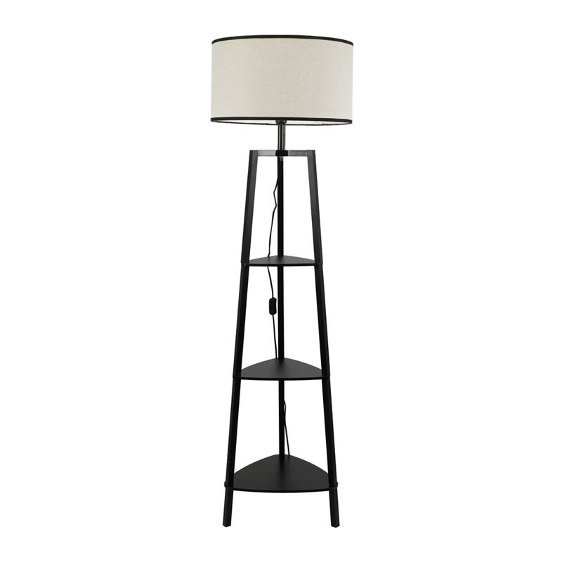 HIRU With EVA 156 Floor Lamp, Natural/Black, No, Black