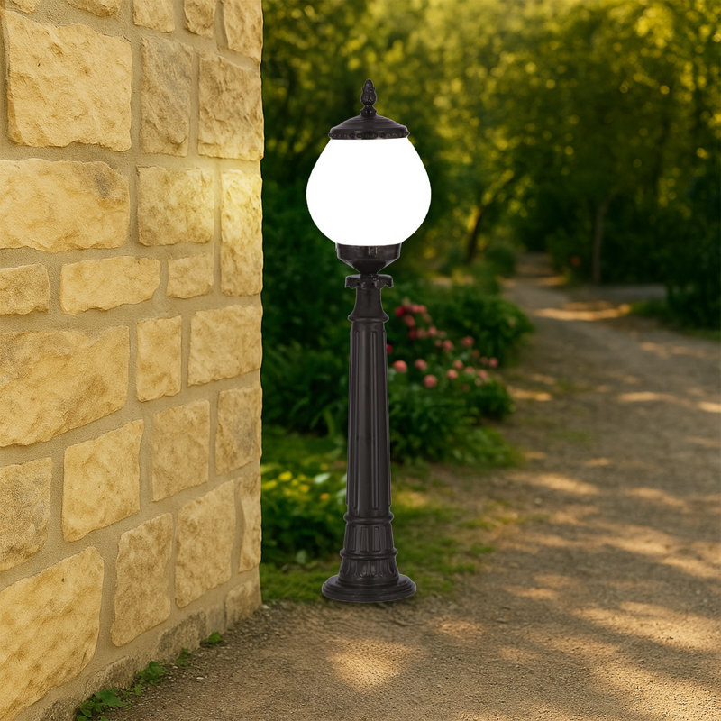 35.4'' Tall Outdoor Floor Lamp, Black/White