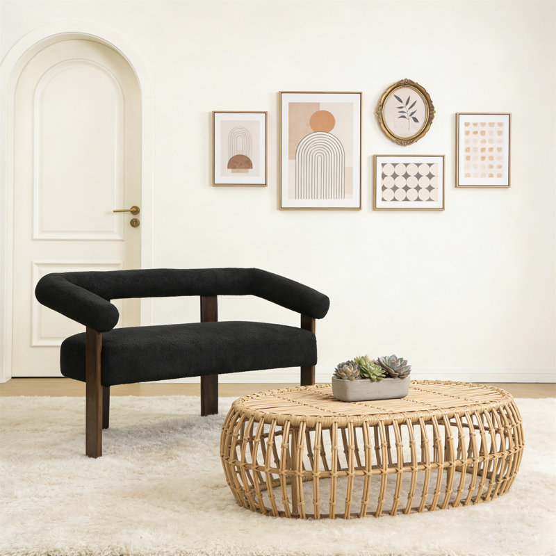 Causeuse ronde avec accoudoirs, Noir