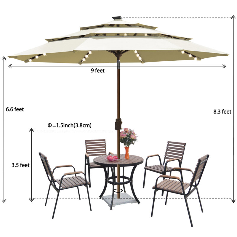 Parasol de marché lumineux 9 pi, Blanc