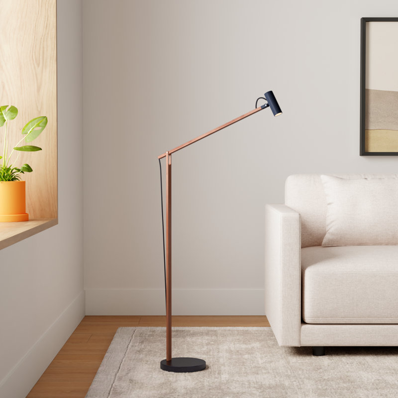 Dalila 60.5'' LED Task Floor Lamp, Walnut Wood/Black