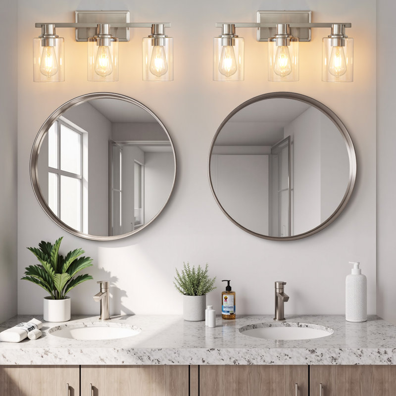 Luminaire de salle de bain noir à 3 lumières à intensité variable Aarif, Nickel