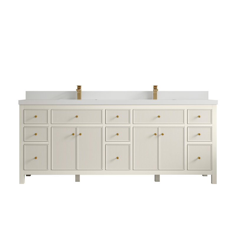 Meuble-lavabo double 84 po avec plateau Sonoma, Blanc