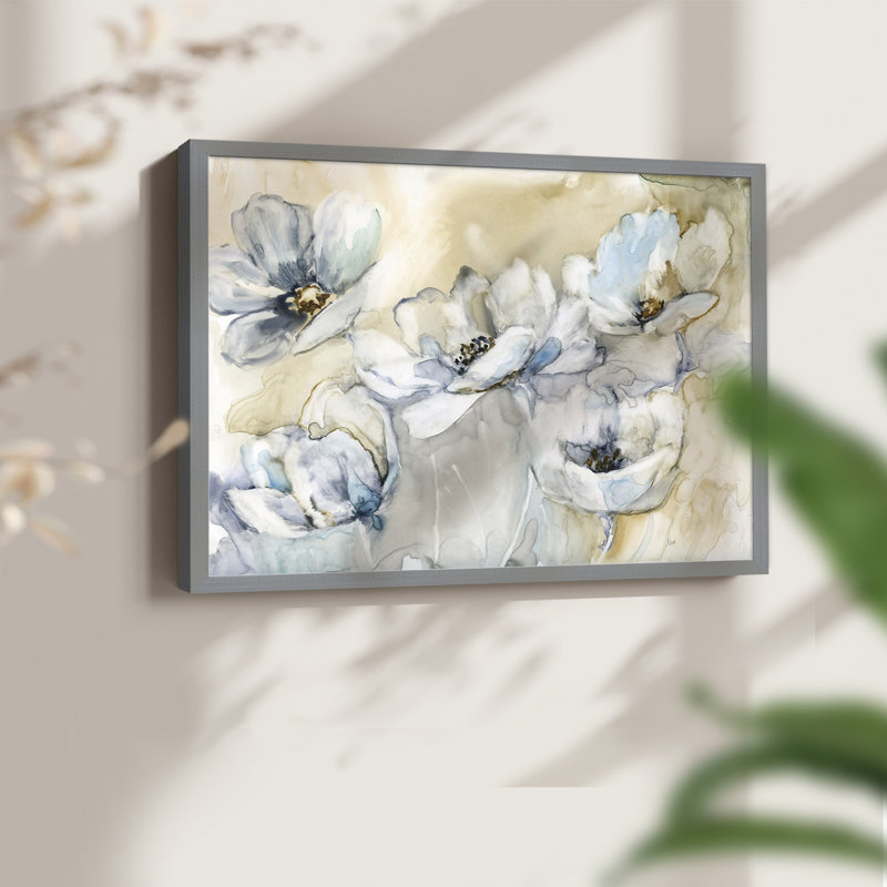 Fleurs douces - impression encadrée - réversible, H 16 po x l 20 po, Gris