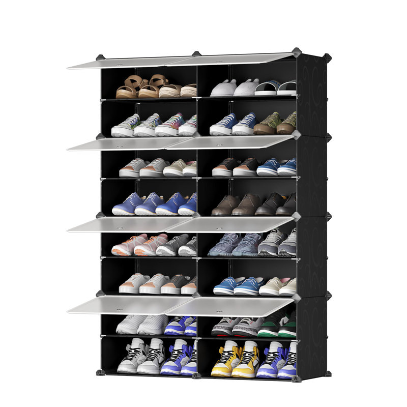 16 Pair Shoe Storage Cabinet, Black