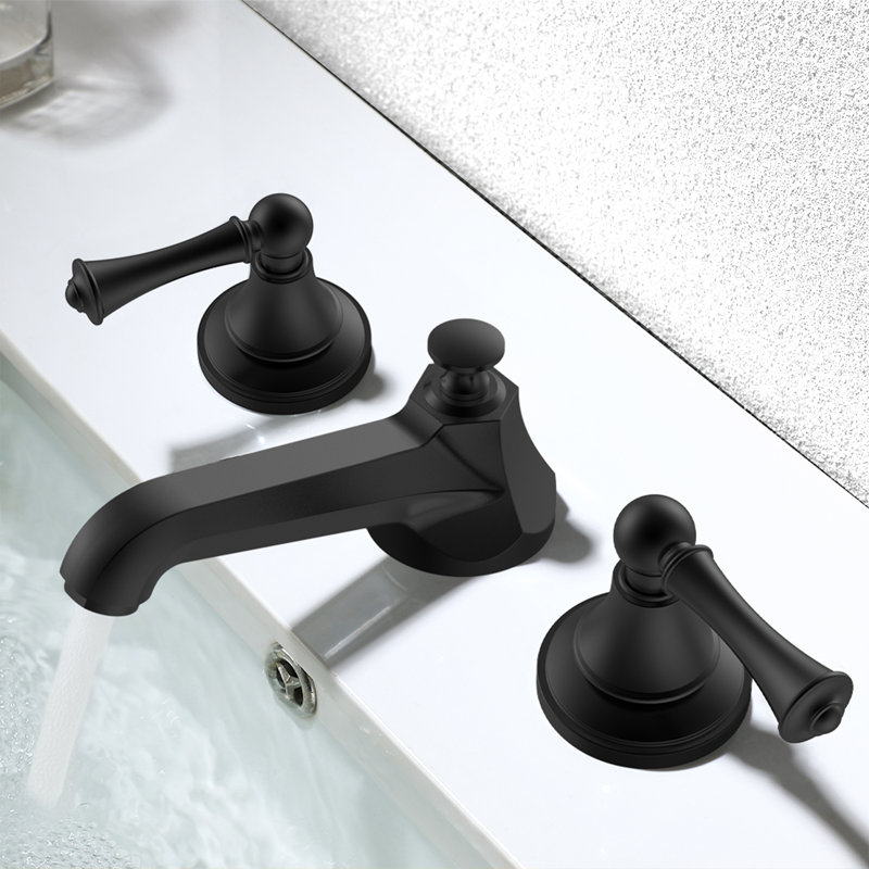 Robinet de salle de bain à large entraxe avec bonde, Noir