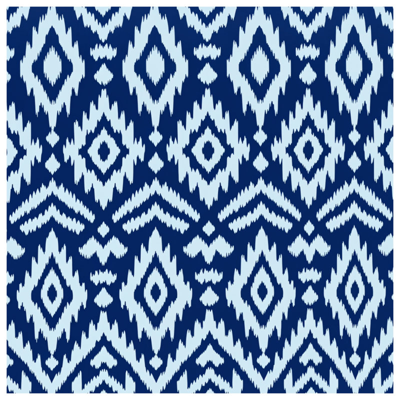 Blue Ikat Diamond Pattern Quilted Thin Bedspread, Full / Double