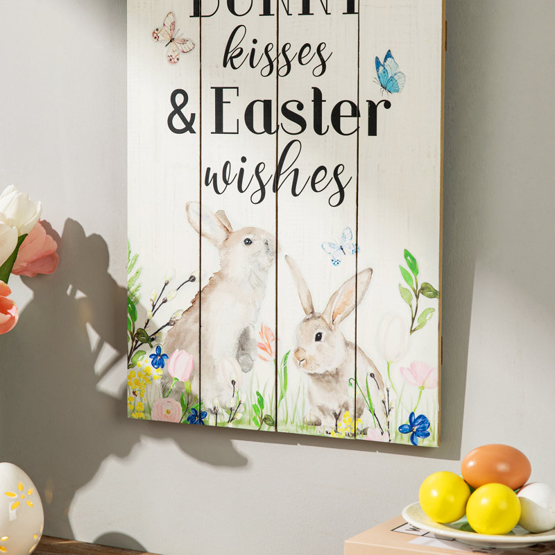 Décoration murale lapin de Pâques en bois
