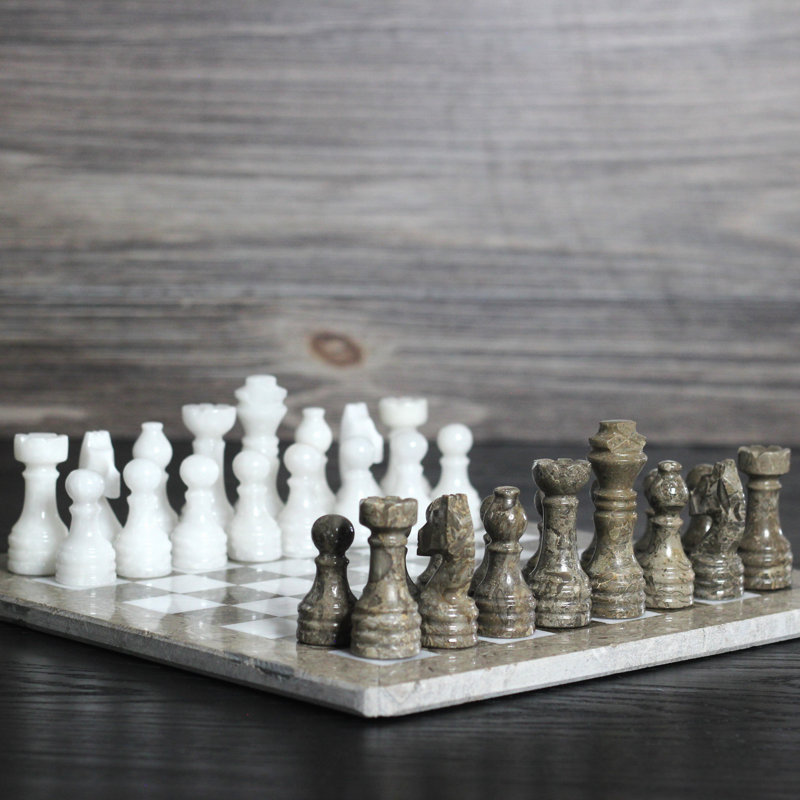 Jeu d'échecs en marbre, Océanique / blanc, L 15 po x l 15 po x H 1 po