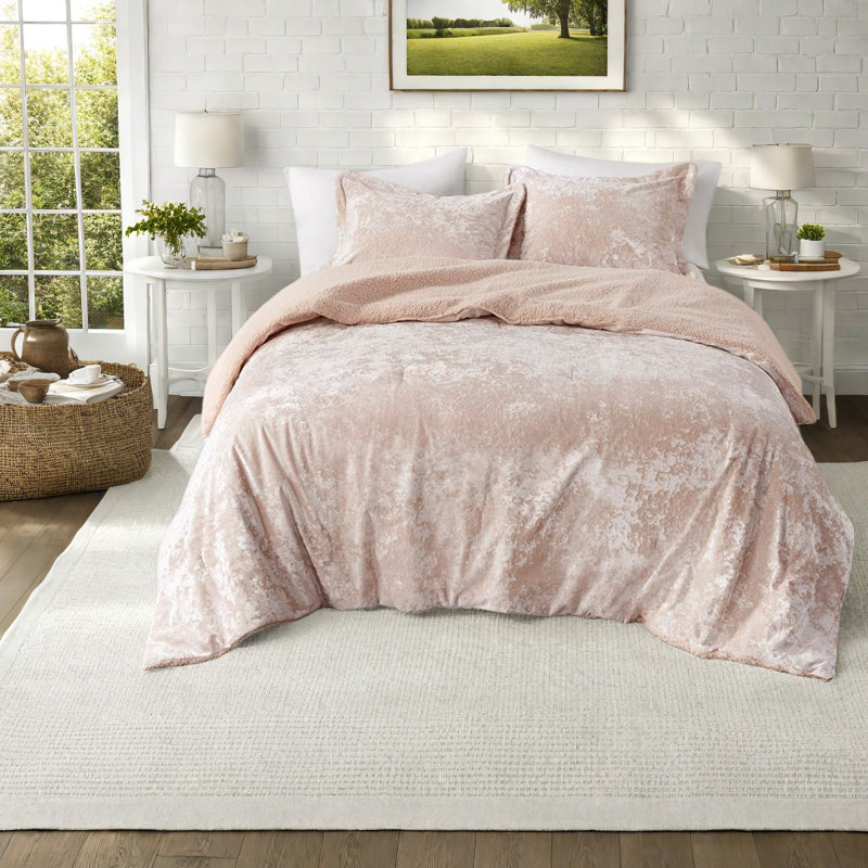 Ensembles de literie luxueux pour lit simple / simple TG, édredon en velours de polyester écrasé avec envers en sherpa pour un style douillet