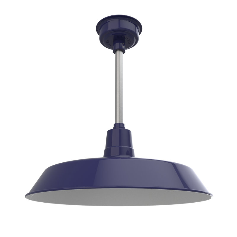 Luminaire suspendu en forme de dôme à 1 lumière DEL Haleigh, Bleu de cobalt / argent galvanisé, H 48 po x l 22 po x P 22 po