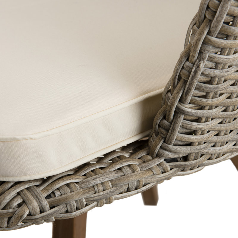 Amy-Jo Patio Dining Armchair with Cushion, Brown/White