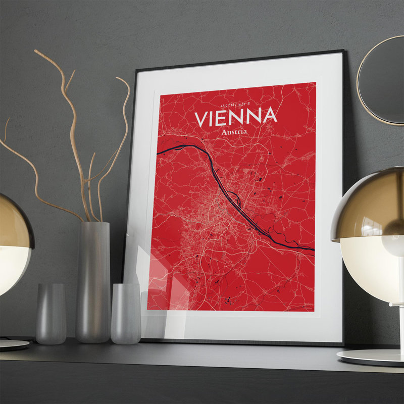 Vienna City Map In Nautical - No Frame Print, 27.6cm H x 19.7cm W x 0.05cm D
