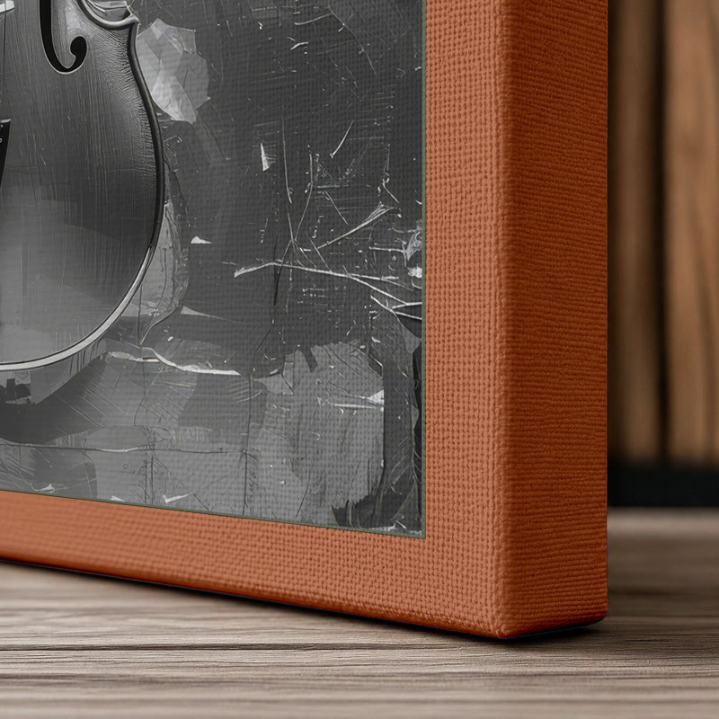 Violin on Stone Industrial - Wrapped Canvas, 30x20 - 76.2 x 50.8 cm, Terracotta Border