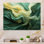 Chaos harmonieux vert et jaune I - Collages abstraits, art mural en métal MT137297