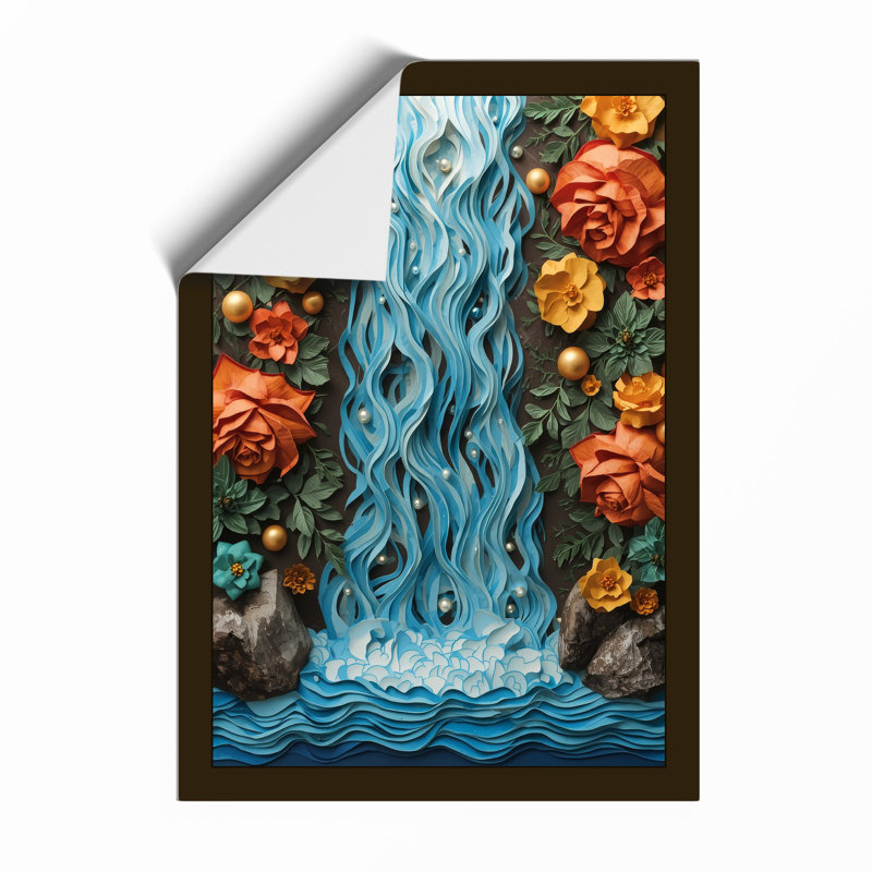 Waterfall in Bloom Botanical - Framed Print, Unframed, A2 - 59.4 x 42.0 cm