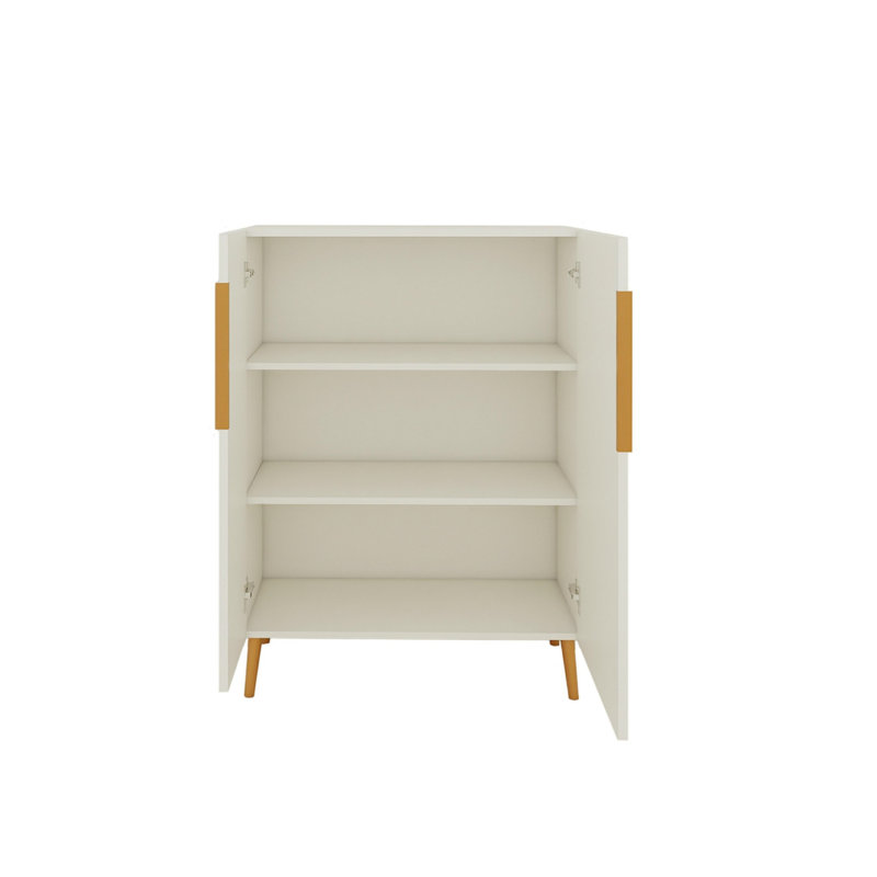 Modern White Sideboard With Gold Handles For Kitchen, Dining Room Furniture Organizer