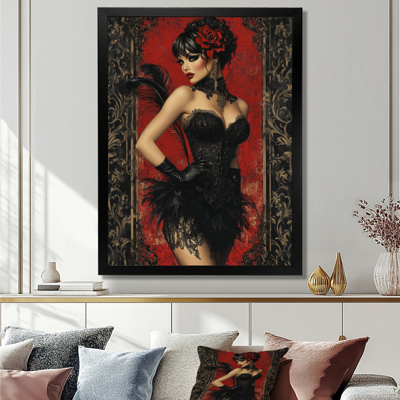 Timeless Elegance Cabaret Woman - Art mural de salon femme Cabaret, Sans cadre, métal, H 32 po x l 16 po
