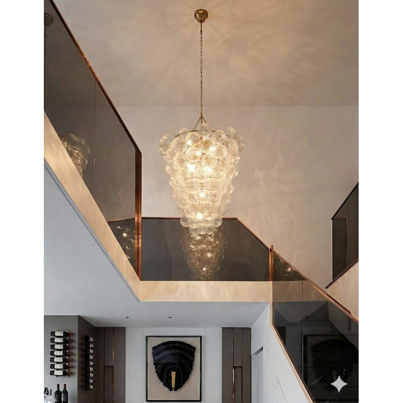 Lustre en verre doré 12 lumières Transitional
