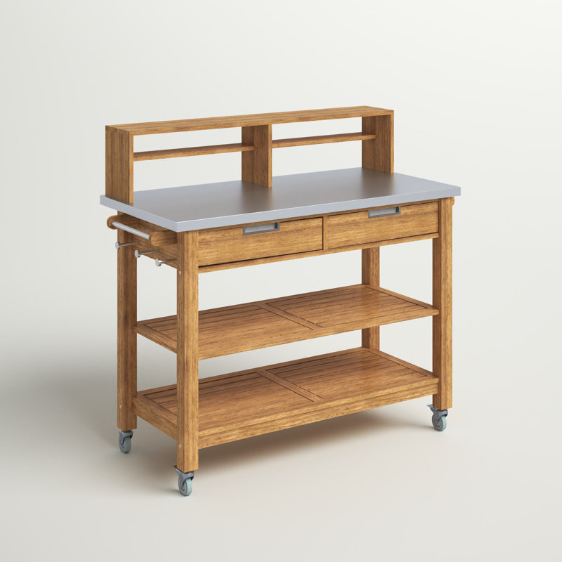Banc de rempotage en acacia Anjenette, Teck doré