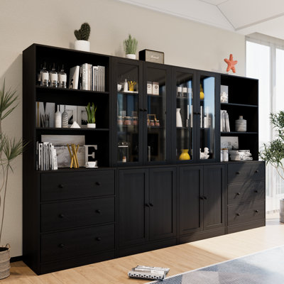 Armoire de rangement de cuisine avec portes en verre (l 94,5 po x H 71 po x P 17,7 po)