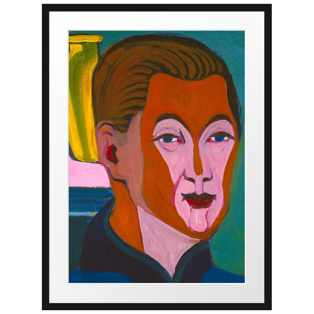 Gerahmter Kunstdruck Head of the Painter Self-Portrait von Ernst Ludwig Kirchner