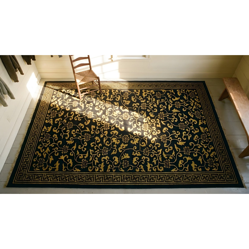 Chinese Hallway Runner Antique Wool 1920s Rectangle - Peking Knotted Blue Rug