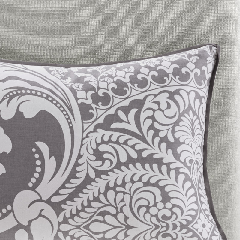 Gray King Cotton Reversible Floral Comforter Set
