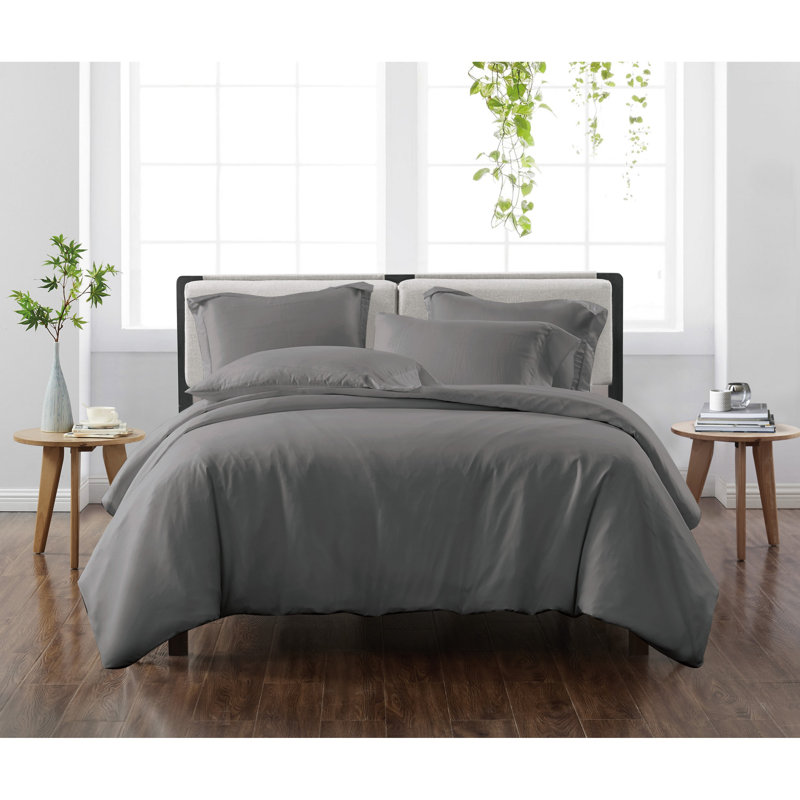 Ensemble de housse de couette en microfibre Cannon Heritage, Housse de couette grand et 2 taies décoratives, Gris