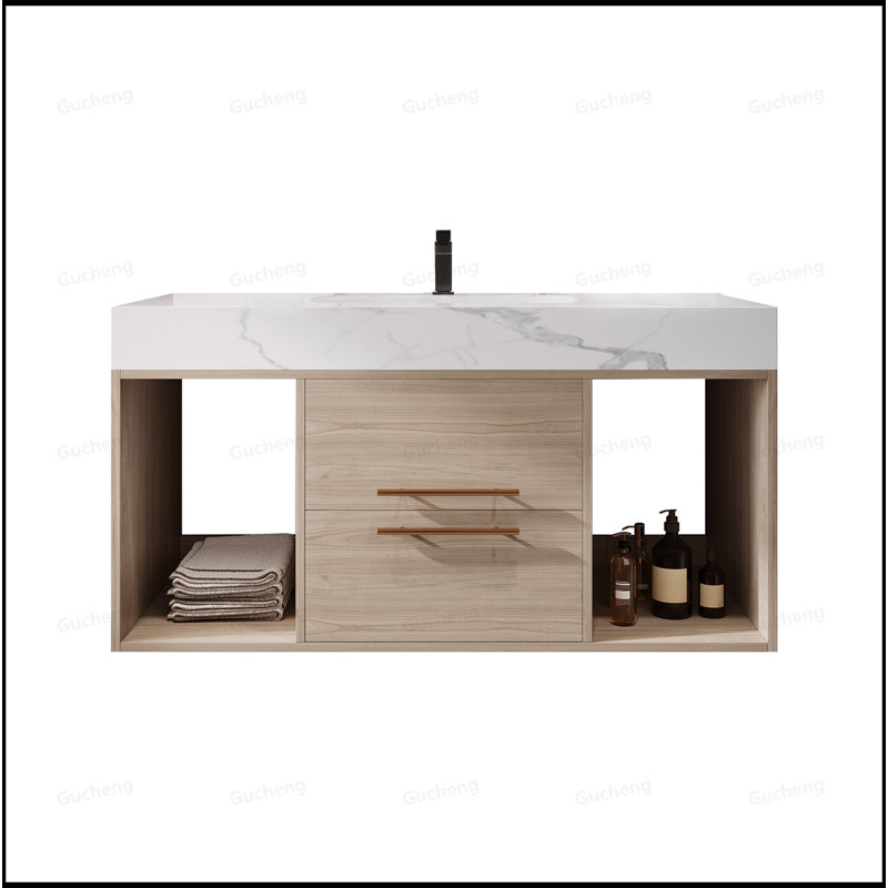 Meuble-lavabo mural 39,4 po avec lavabo, Chêne