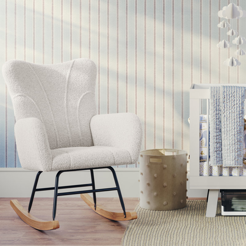Chaise berçante rembourrée Lavish Home Teddy, crème, Crème