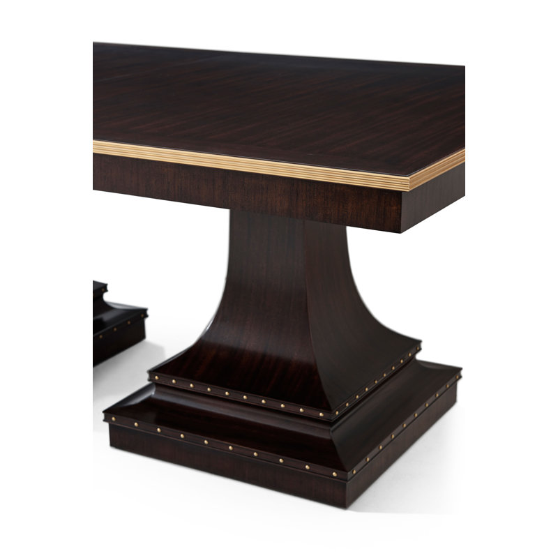 Siena Contemporary Mahogany Extendable Dining Table with Brass Details