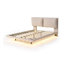 Grand lit plateforme tapissier avec lumière de capteur et 2 grands dossiers, élégant lit plateforme avec 2 ensembles de ports USB et de prises sur chaque pied de lit arrière, beige-137642978-137642975