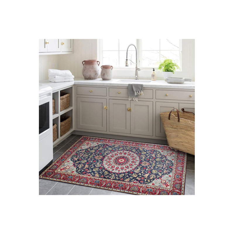 Tapis décoratif lavable à la machine moderne multicolore, Tapis de couloir 3 pi 3 po x 9 pi 10 po