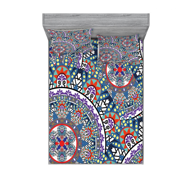 Ensemble de draps à motif floral, Ensemble de draps pour lit double avec un drap-hou