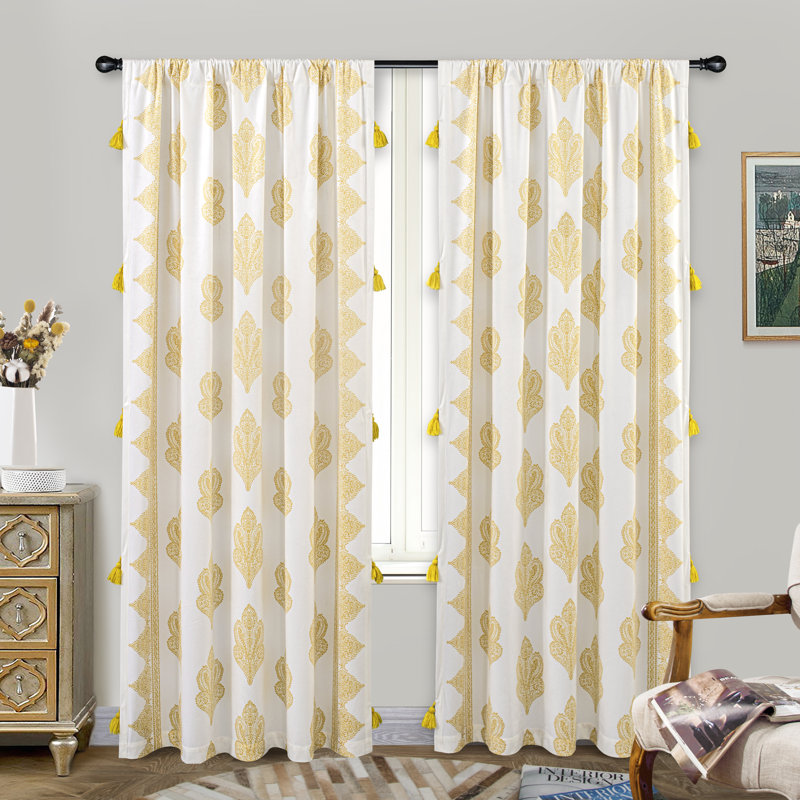 Abtal Room Darkening Curtain Pair, Gold Yellow
