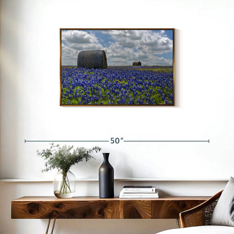 Texas Bluebonnets, Cadre flottant doré, 31 po x 21 po