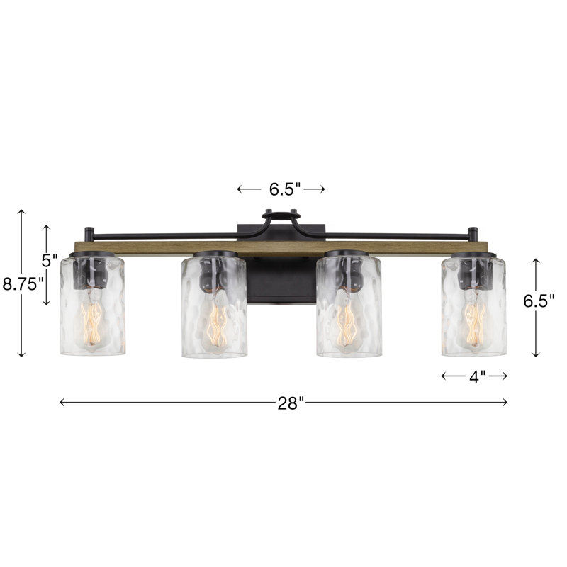 Éclairage de salle de bain 4 lumières à intensité variable noir