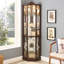 Armoire lumineuse spacieuse avec tablettes triangulaires, motif floral arqué et décoration pour couronne de rangement en verre, 4 lumières chaudes et douces-1217378664